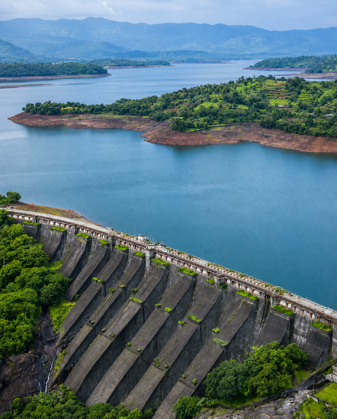 Bhandardara Lake surrounded by hills